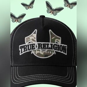 True Religion Black and Camouflage Cap